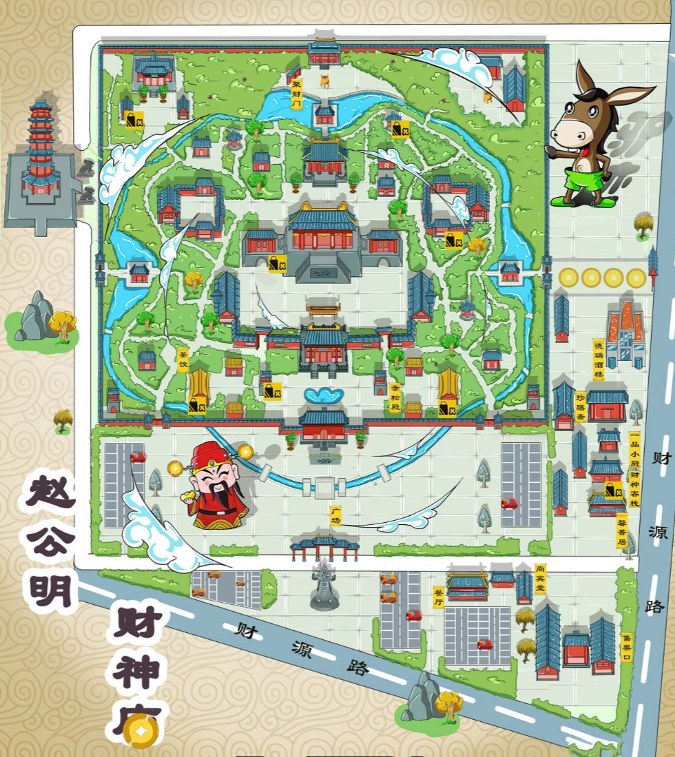 桐乡寺庙类手绘地图